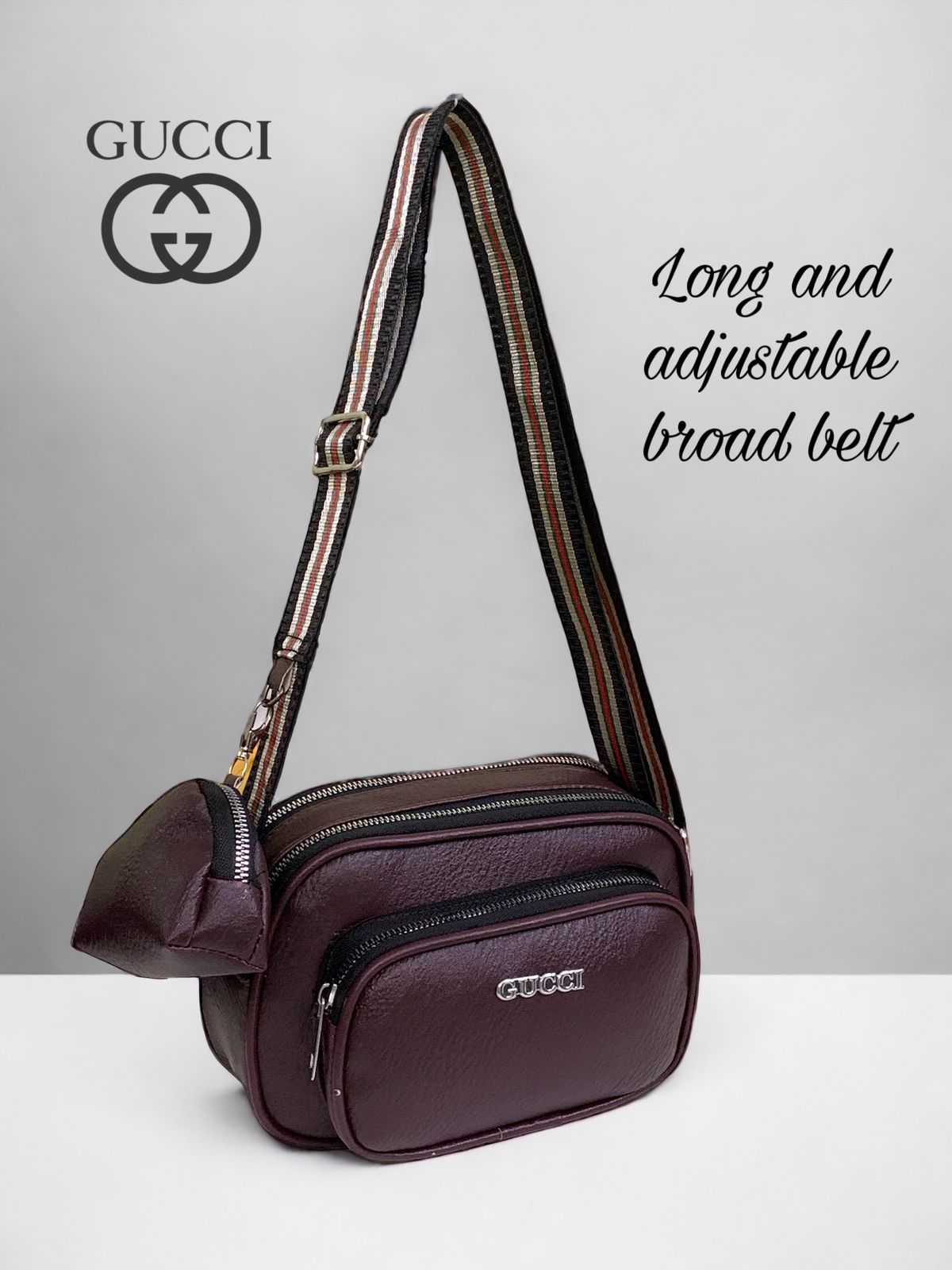 GUCCI SLING Cross Body Sling Lady use for best maroon